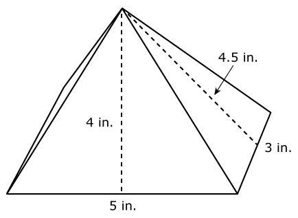 PLZ HELP Find the surface area of this rectangular pyramid. 48.5 square inches 48 square-example-1