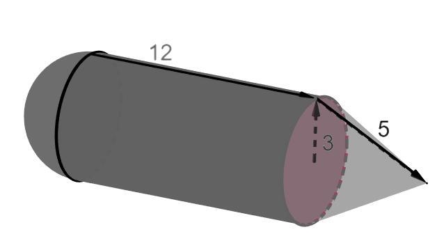 The model of a mini-submarine has the dimensions shown. What is the volume of the-example-1