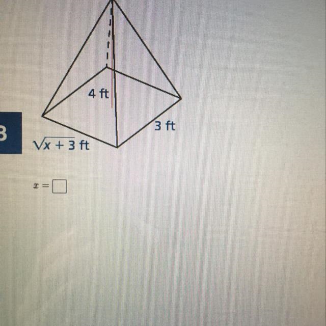 The volume of the pyramid shown is 12 cubic feet. Find the value of x-example-1