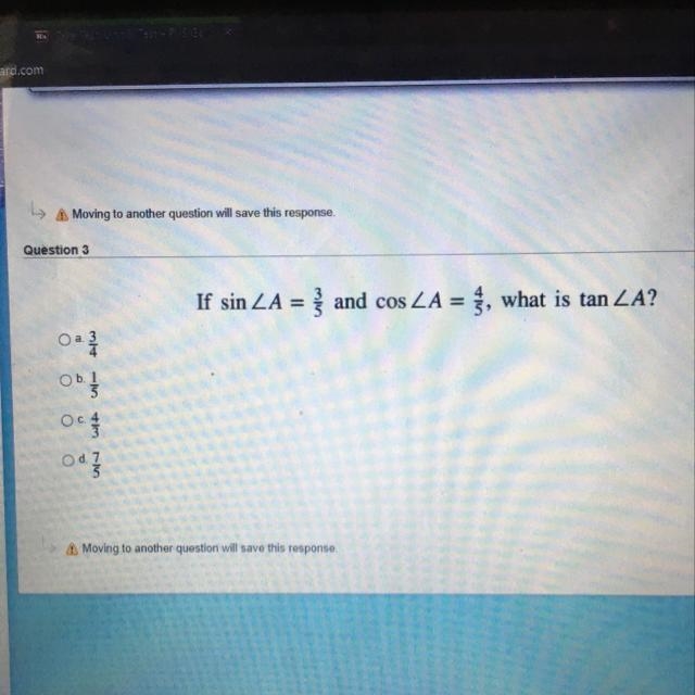 If sin ZA = { and cos ZA = }, what is tan ZA?-example-1