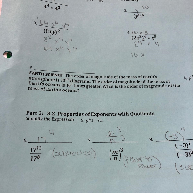 Need Help with #5 4 pts-example-1