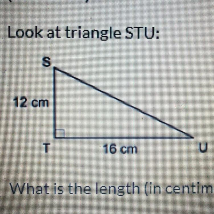 Look at triangle STU What is the length (in centimeters) of side SU of the triangle-example-1