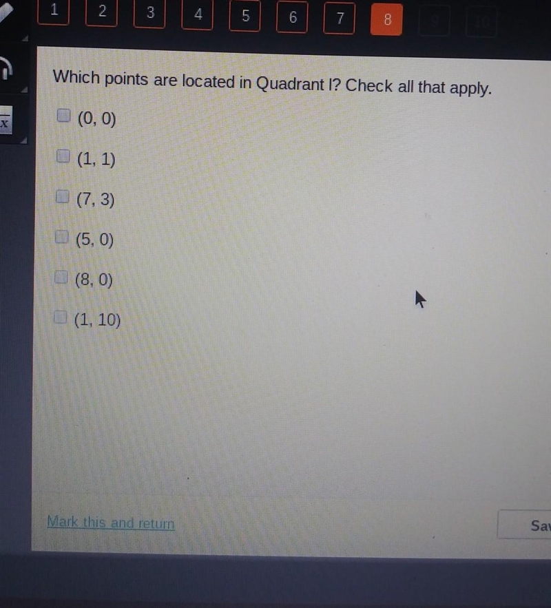 Which points are located in quadrant l? check all that apply.​-example-1