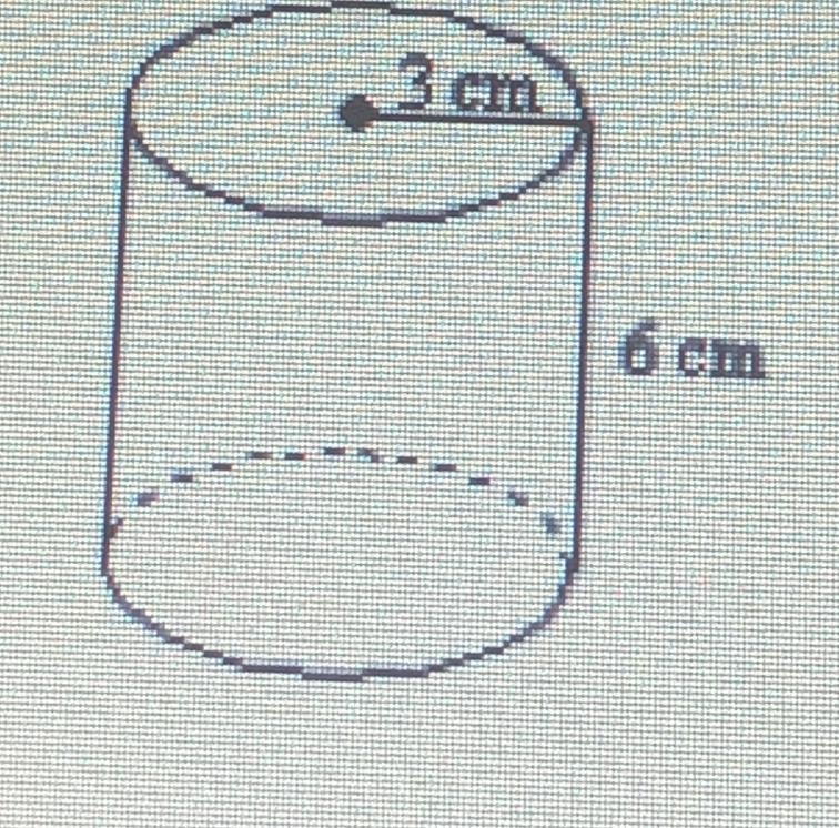 Find the area of the cylinder. 3cm 6cm-example-1