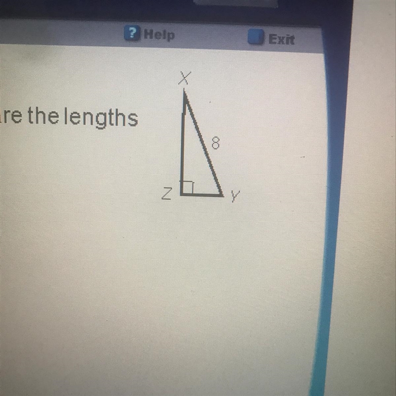 If this is a 30° -60°-90° triangle, what are the lengths of the sides of triangle-example-1