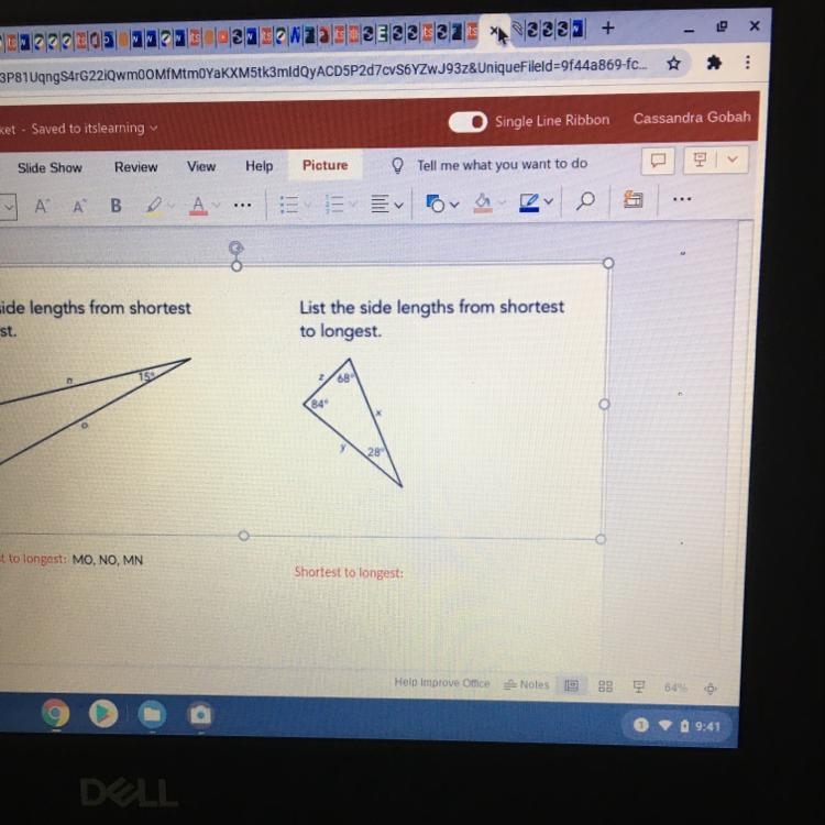 List the side lengths from shortest to longest.-example-1