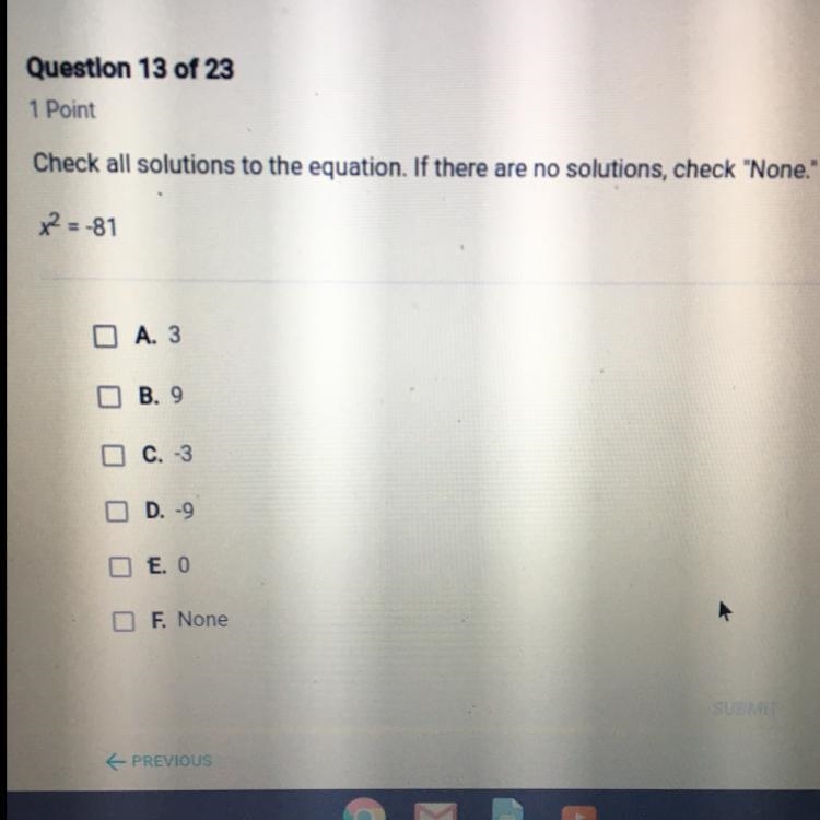 Check all solutions to the equation. If there are no solutions, check "None.&quot-example-1