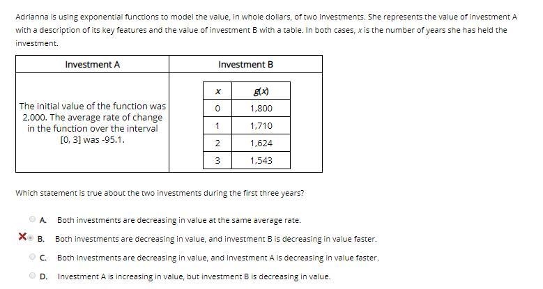 Which statement is true about the two investments during the first three years?-example-1