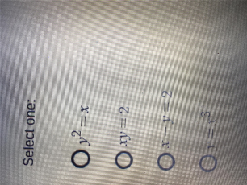 Which of the following equations represents a linear function?-example-1