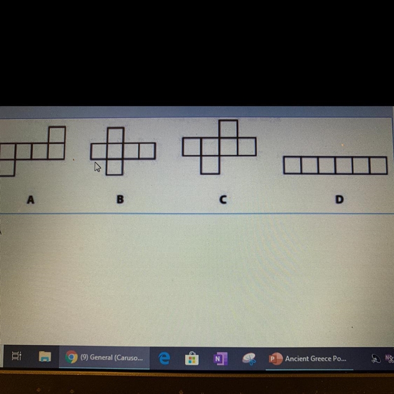 Which diagram represents the end of a cube? Select all that apply-example-1