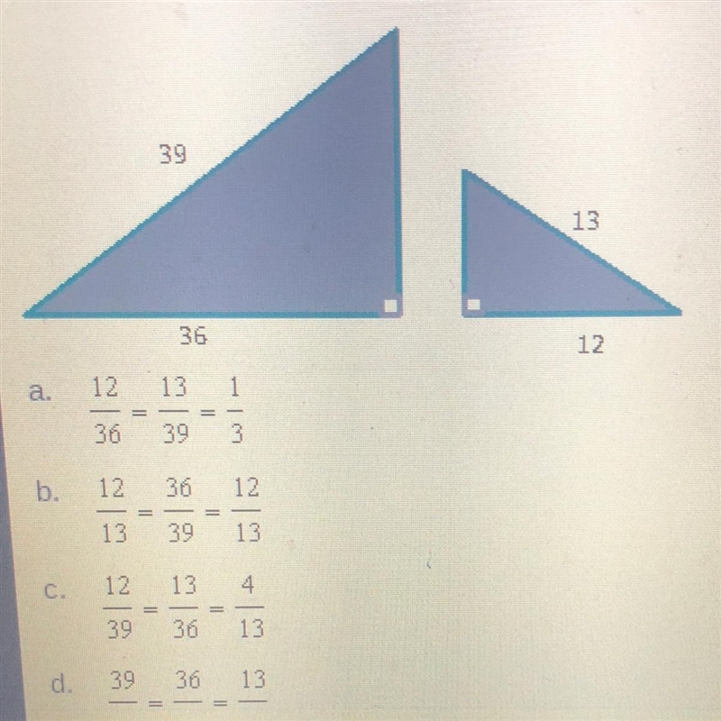 Write the ratio of corresponding sides for the similar triangles and reduce the ratio-example-1