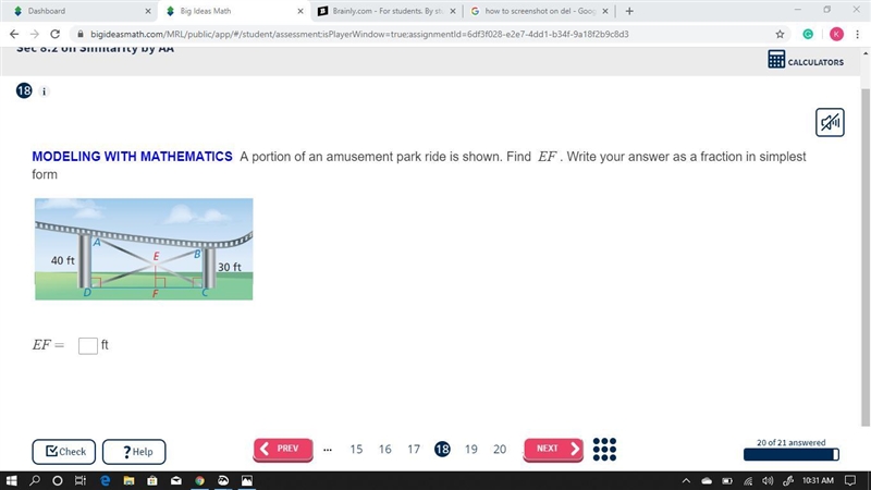 Similar Triangles Question w/ Picture Please show your work so that I know how to-example-1