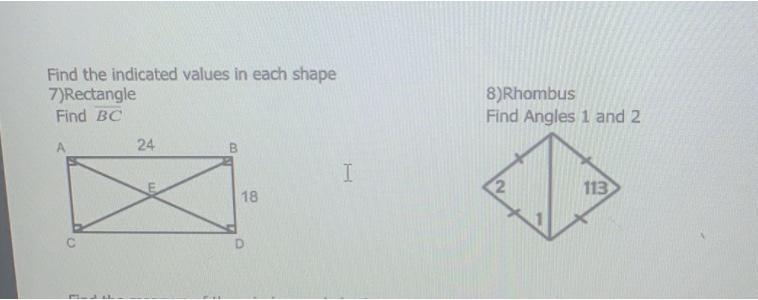 Find the indicated values in each shape.-example-1