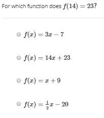 For which function does f(14)=23?-example-1