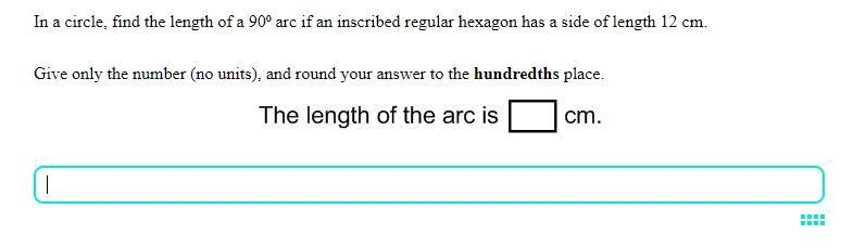 In a circle , find the length of a 90 arc if an inscribed regular hexagon has a side-example-1