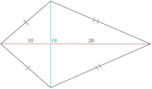 Determine the area of the given kite. ANSWERS: 342 square units 2520 square units-example-1