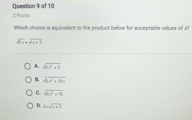 Which choice is equivalent to the product below when x>0​-example-1