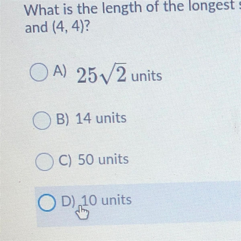 What is the length of the longest side of a triangle that has vertices at (4, -2), (-4,-2), and-example-1