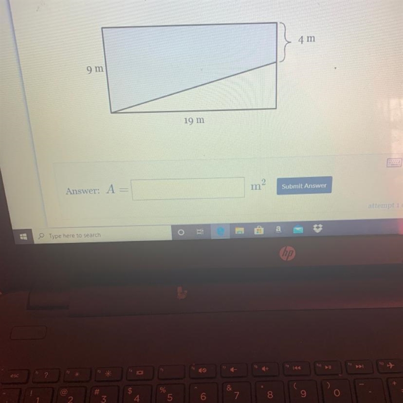 What is the area , in square meters of the shaded part of the rectangle below-example-1