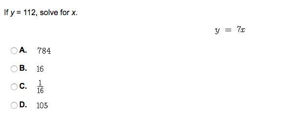 If y = 112, solve for x.-example-1