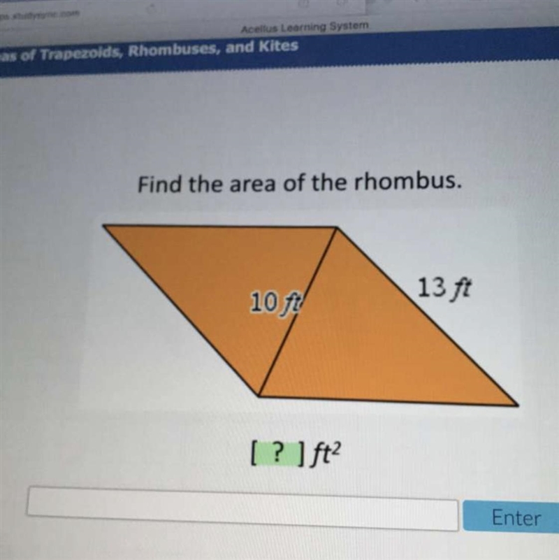 What’s the area of the rhombus?-example-1