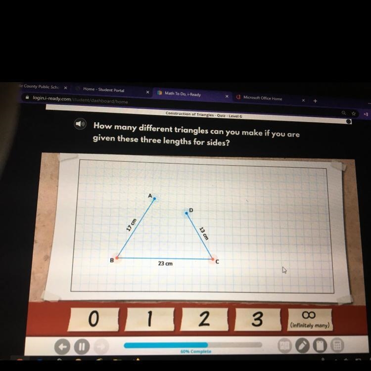 How many different triangles can you make if you are given these three length for-example-1