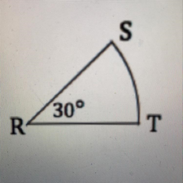 In the figure above, arc RST measures 30° and the length of arc ST is 4π. What is-example-1