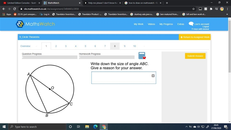 Write down the size of angle ABC give a reason for your answer-example-1