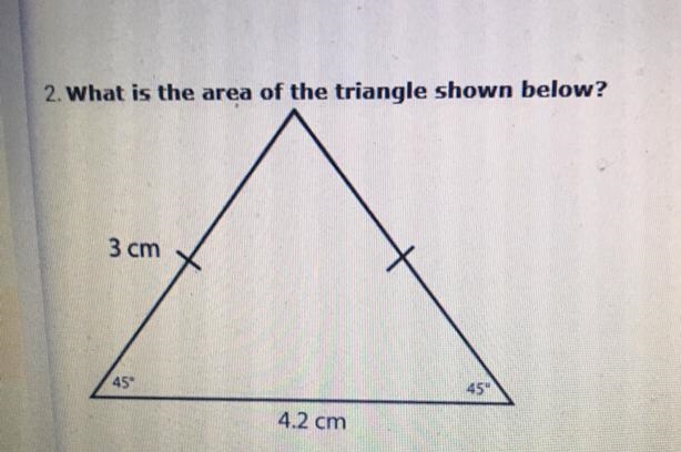 What is the area of the triangle shown below?-example-1