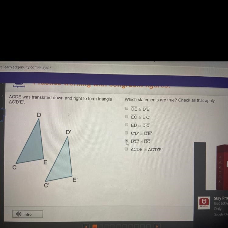 CDE was translated down and right to form triangle C’D’E-example-1