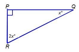 Triangle PQR is a right triangle. Triangle P Q R. Angle P is 90 degrees, angle Q is-example-1