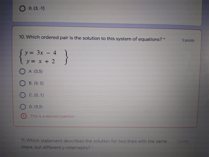 ⚠️Which ordered pair is the solution to this system of equations?⚠️-example-1