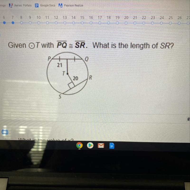 Given OT with PQ = SR. What is the length of SR?-example-1