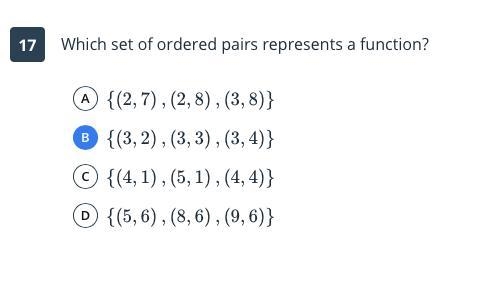 HELP PLS ANSWER Which set of ordered pairs represents a function?-example-1