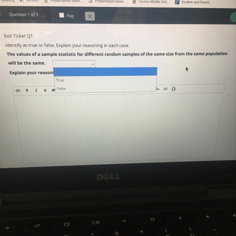 E Question 1 of 3 Flag x Next > Save & Exk Exit Ticket Q1: Identify as true-example-1