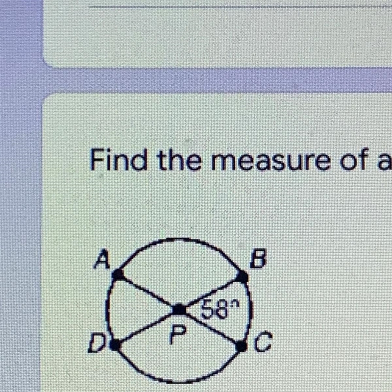 Find the measure of arc DBC in circle P.-example-1