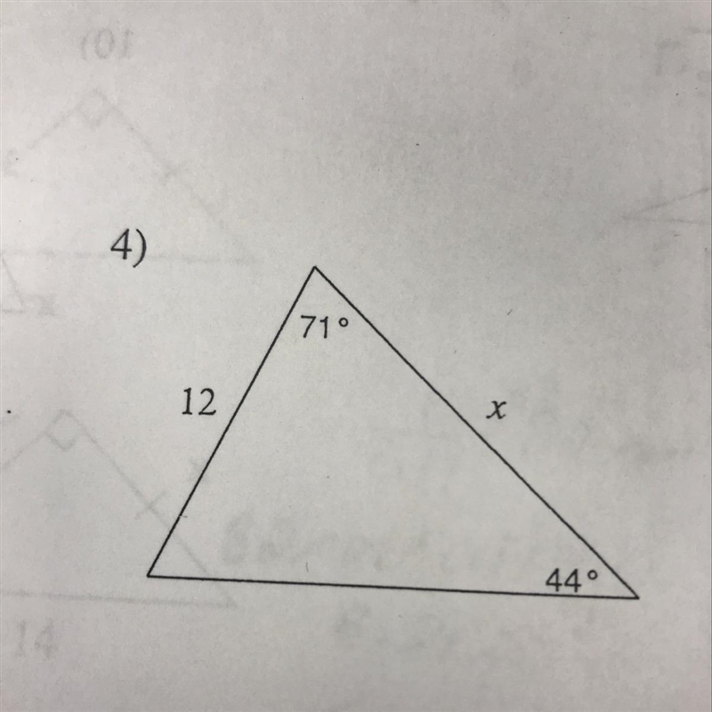 Find the length of the side labeled x. Round intermediate values to the nearest tenth-example-1