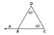 What is the measure of the angle DBA in the diagram below(exterior angle)-example-1