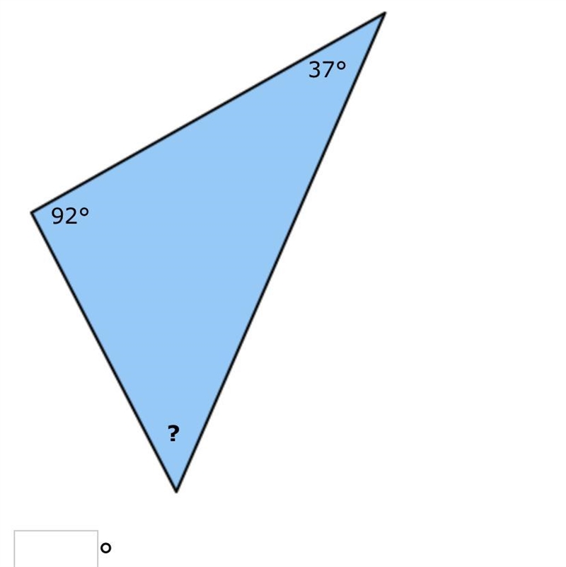 What is the measure of the missing angle?-example-1