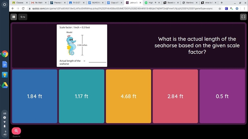 What is the actual length of the seahorse, based on the given scale factor?-example-1