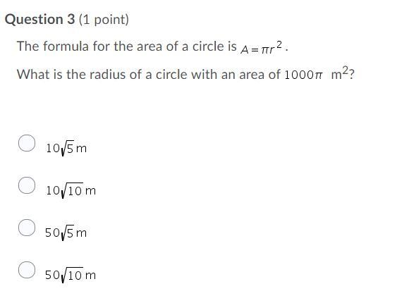 CORRECT ANSWERS WILL GET 30 POINTS!!! PLEASE HELP The formula for the area of a circle-example-1