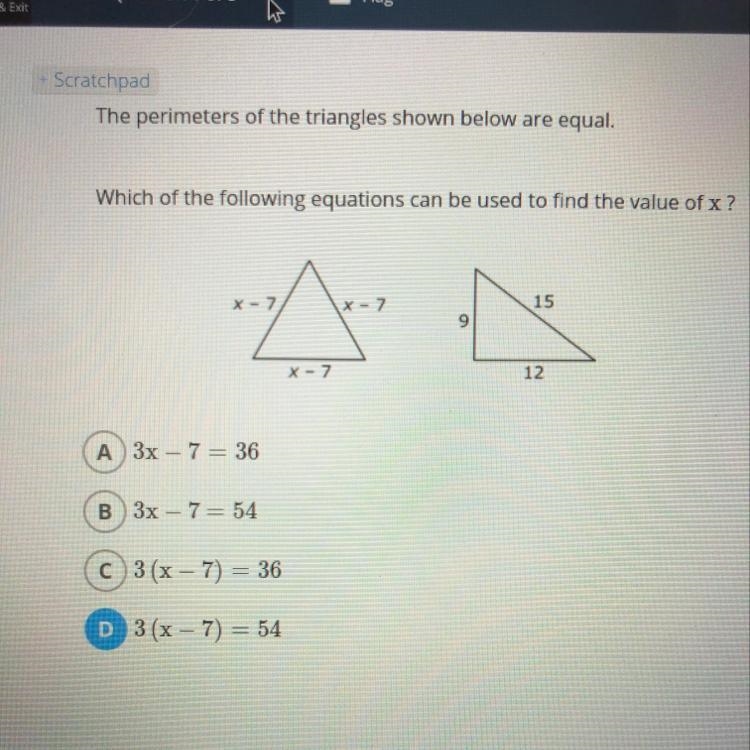 Which of the following can be used to find the value of x?-example-1