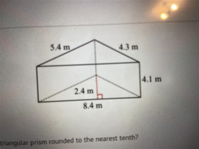 What is the surface area of this triangle prism rounded to the nearest tenth ?-example-1