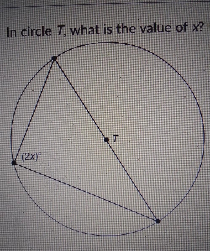 In circle T, what is the value of x? 18 45 50 90​-example-1