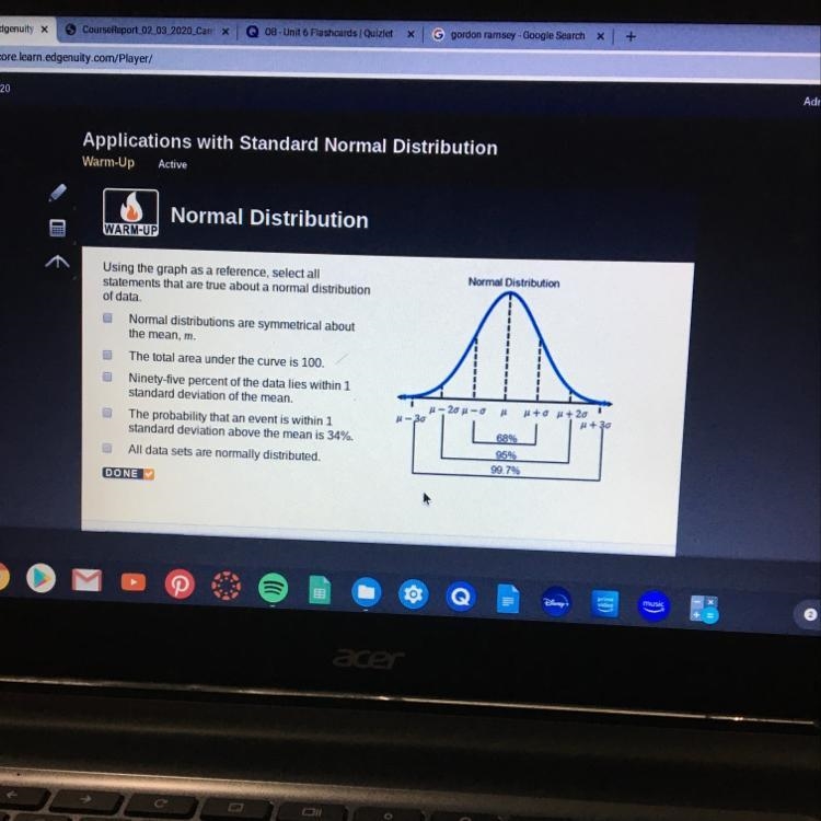 Normal Distribution Using the graph as a reference, select all statements that are-example-1