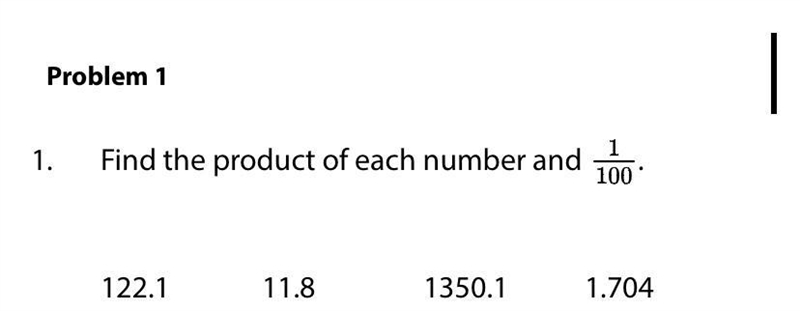 Find the product of each number and 1/100 122.1 11.8 1350.1 1.704-example-1