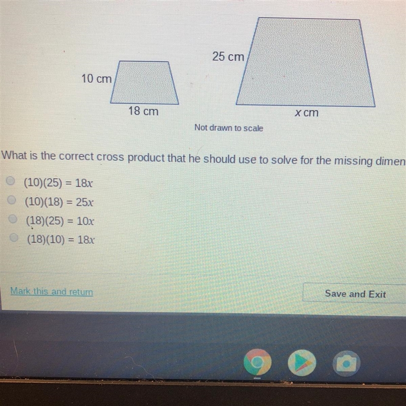 HELP! Malik considers the enlargement of the trapezoid. What is the correct cross-example-1