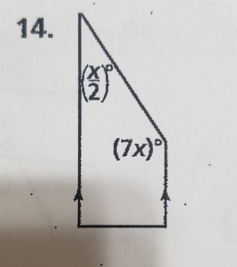 Find the measure of x, then find the measure of each angle​-example-1