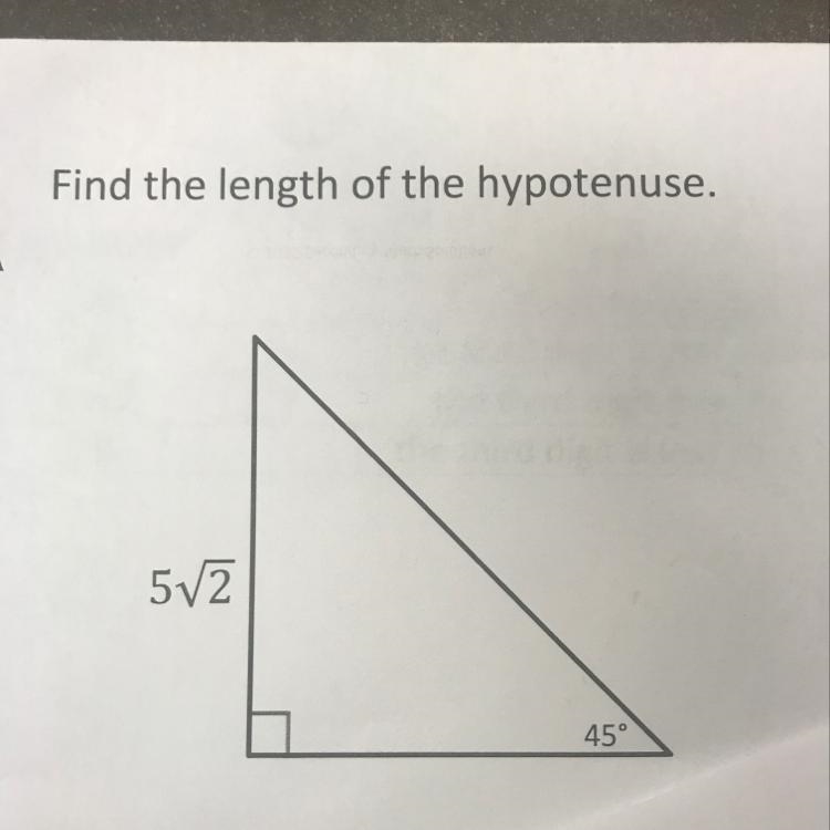 Find the length of the hypotenuse.-example-1