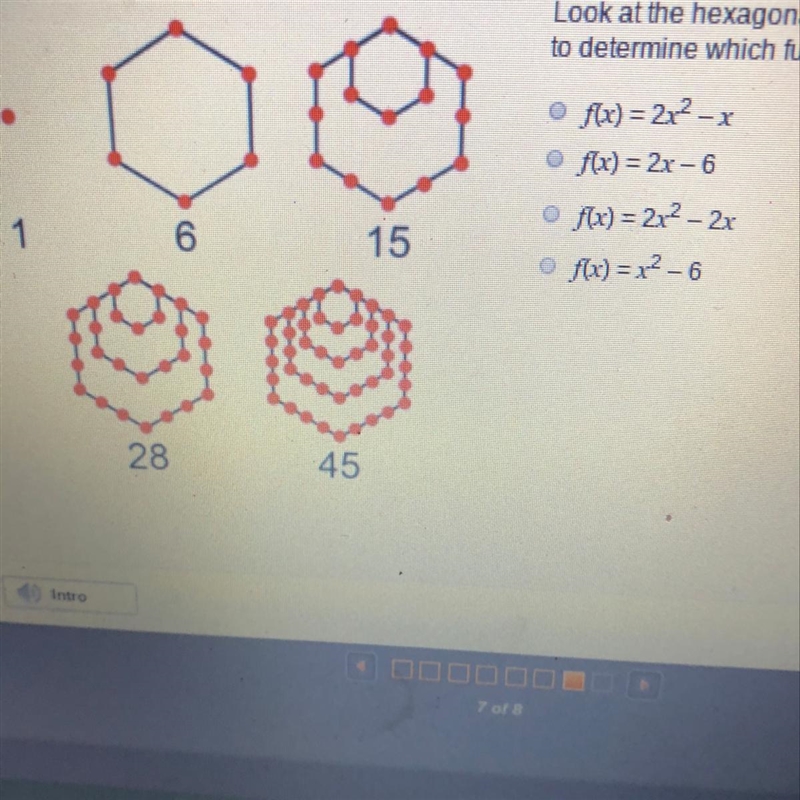 Look at the hexagonal numbers. Use finite differences to determine which function-example-1